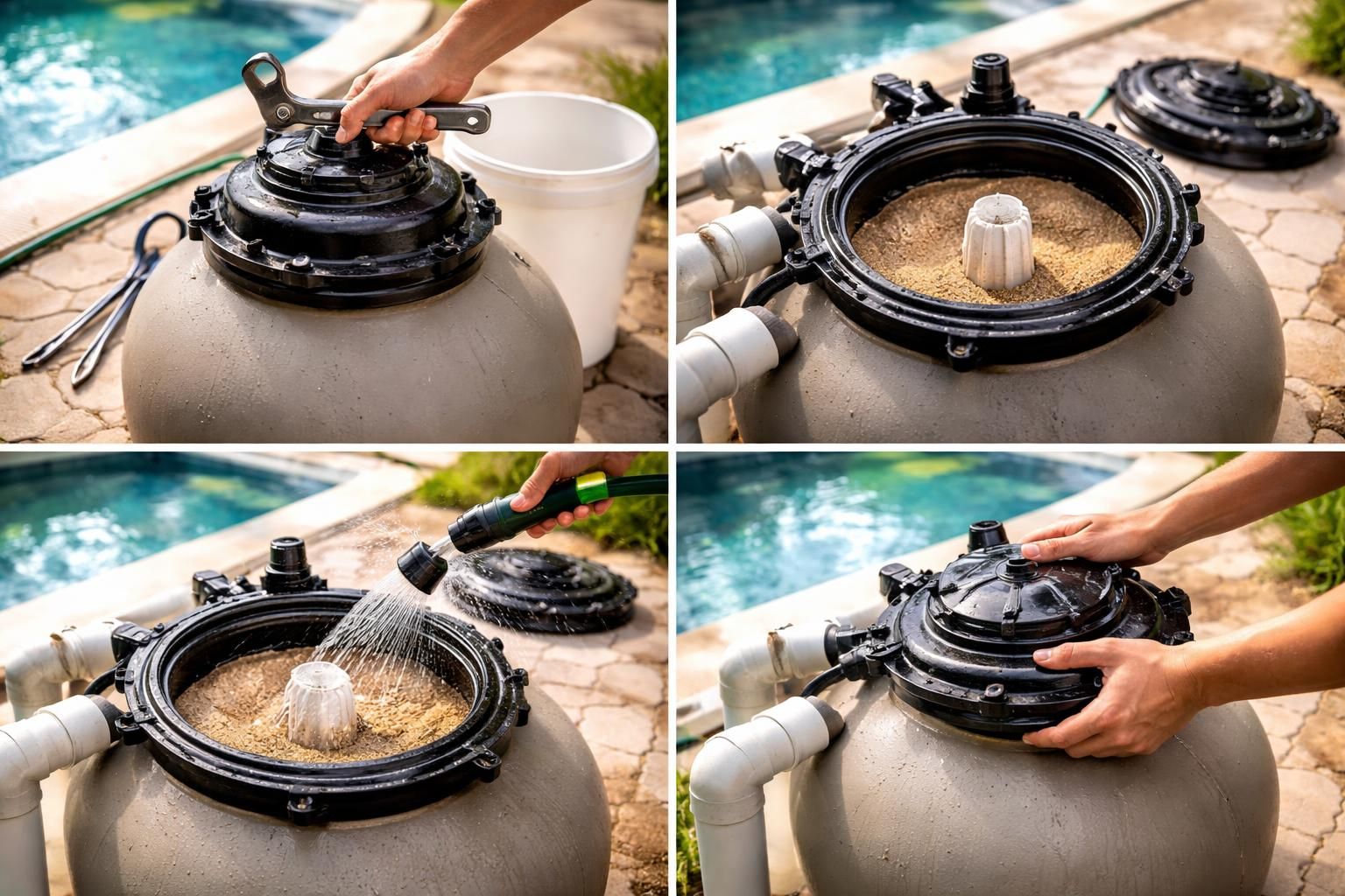 apprenez à vider et nettoyer un filtre à sable de piscine pas à pas pour garantir une eau claire et un système de filtration efficace.