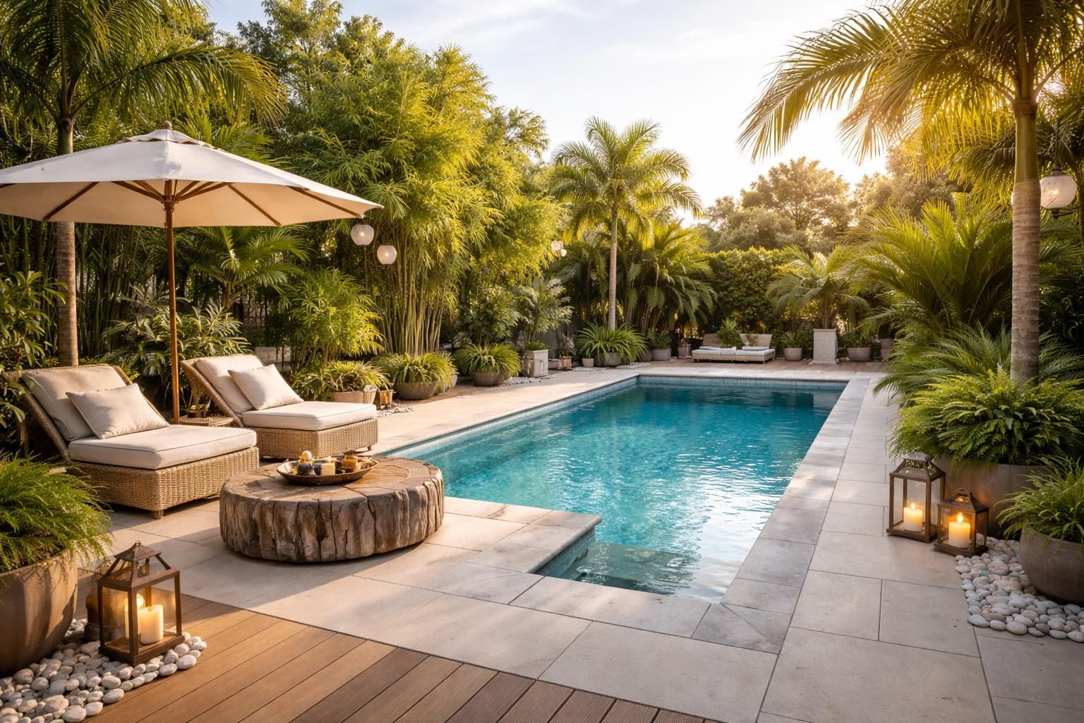 découvrez nos conseils pour choisir les meilleurs éléments à mettre autour d'une piscine afin de créer un aménagement extérieur esthétique, fonctionnel et agréable.