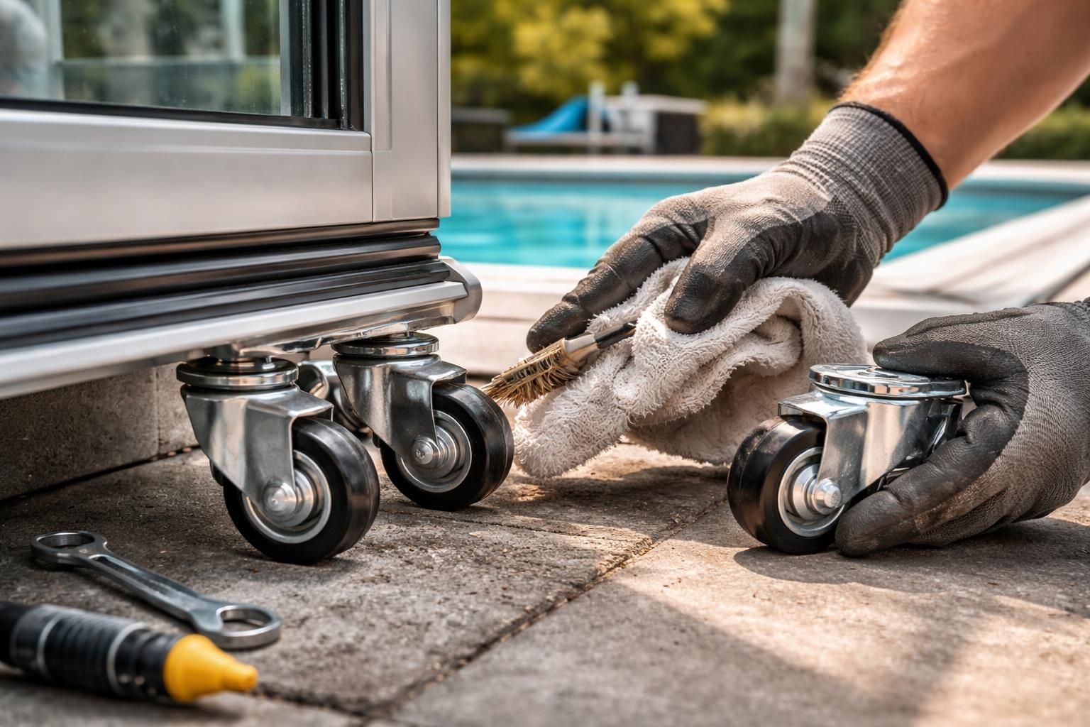 découvrez nos conseils pratiques pour entretenir et remplacer les roulettes de votre abri de piscine, afin d'assurer un fonctionnement optimal et prolonger leur durée de vie.
