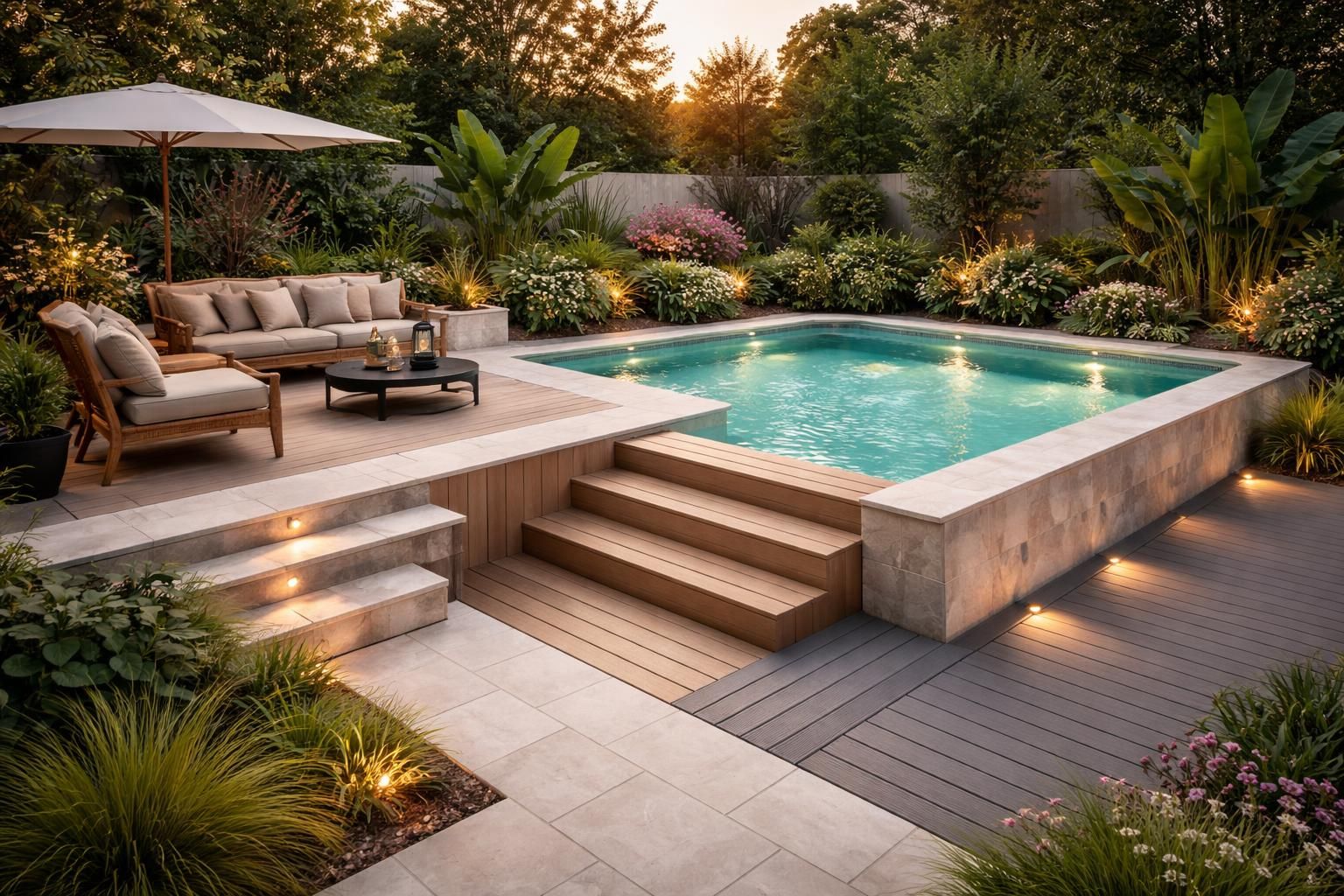 découvrez nos idées de designs et de matériaux pour créer une terrasse élégante et fonctionnelle autour de votre piscine semi-enterrée. inspirez-vous pour aménager un espace extérieur unique et convivial.