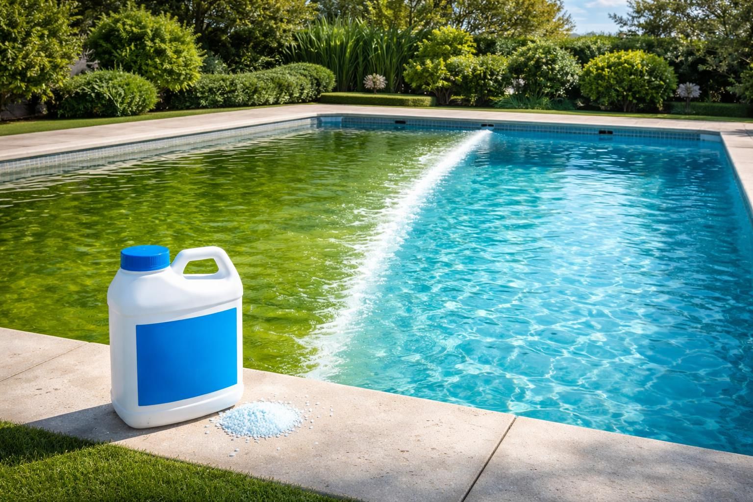 découvrez notre traitement choc anti-algues pour piscine, la solution efficace pour éliminer l'eau verte et retrouver une eau claire et saine.