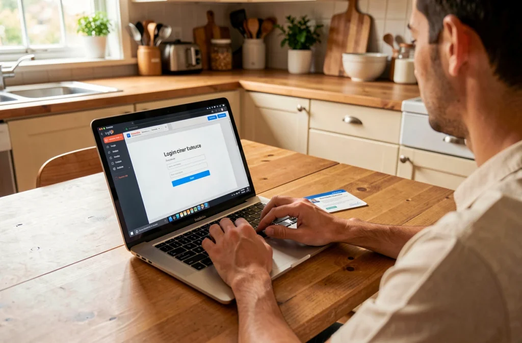 Personne qui active son profil de santé en ligne sur un ordinateur portable