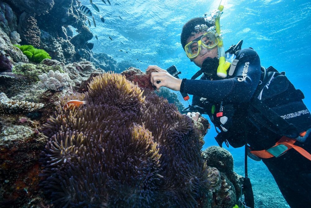 selfie plongé sous marine